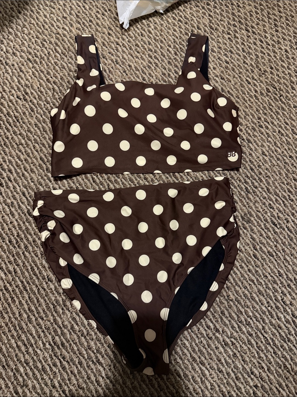 Albion Brown and Cream Polka Dot Two-Piece womens Swim Set